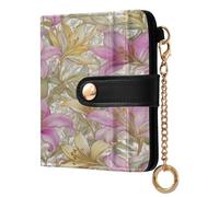 BCFHRGT Lilies Pattern William Morris Style Waterproof Ladies Folding Coin Wallet PU Leather Card Wallet for Girls Women Ladies