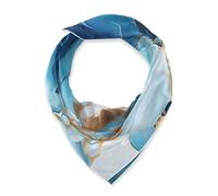 BCFHRGT Luxury Marble Blue Gold square silk scarf elegant head wrap for women for Travel chales para mujer