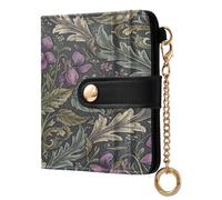 BCFHRGT New Brunswick Purple Violet William Morris Pattern Waterproof Women's Folding Wallet With Card Slots Premium PU Leather Wallet for Girls Women Ladies