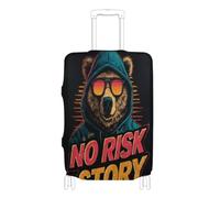 BCFHRGT No Risk No Story Bear Elastic large luggage covers for suitcases travel accessory Fit 18-32 Inch Luggage, no risk no story bear, M 22-24 in, Classic