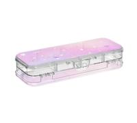 BCFHRGT Pastel Galaxy Stars Gradient Rainbow Color Designed Plastic Pencil Box Clear Double Deck Pencil Containers For Stationery Supplies With Snap-Tight Lid
