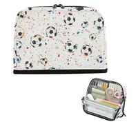 BCFHRGT Pencil Pen Case Large Capacity Make Up Bag durables for Boys School Supplies White Background with Lots Of Little Soccer Balls