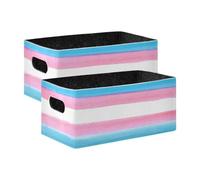 BCFHRGT Pink Blue Rainbow Lgbt Pride Month Parade Transgender Flag Fabric Storage Bins 2 Pack Sturdy Closet Organizer for Shelves Cupboards Drawer