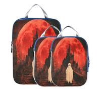 BCFHRGT Portable 3 Set Travel Packing Cubes For Suitcases Polyester Storage Bags For Travel, Gothic Vampire Castle 3 Set