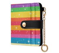 BCFHRGT Pride Month A Colorful Stripe_64110_3 Convenient Women's Minimalist Folding Wallet PU Leather Bifold Wallet for Woman Girl