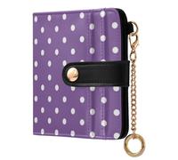 BCFHRGT Purple Background with White Polka Dots on It Portable Ladies Premium Foldable Wallet Everyday PU Leather Wallet for Men Women Travel