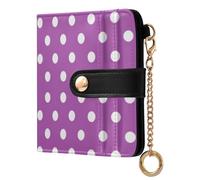 BCFHRGT Purple Background with White Polka Dots on It Unique Ladies Folding Coin Wallet Compact PU Leather Wallet for Women