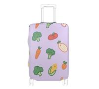 BCFHRGT Purple Cartoon Vegetables Elastic travel luggage cover protector travel accessories Fit 18-32 Inch Luggage, purple cartoon vegetables, L 26-28 in, Classic