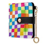 BCFHRGT Rainbow Checkered Plaid Cute Women's Folding Wallet Minimalist PU Leather Wallet for Men Women Travel