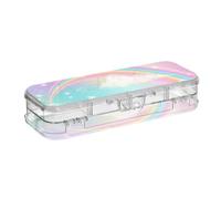 BCFHRGT Rainbow Cloud Colorful Mystery Designed Plastic Box For Pencils Double Deck Pens Boxes Case For School With Snap Lid