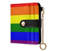 BCFHRGT Rainbow Pride Flag Gay Lgbt Pride Day Month Parade Lgbtq Community Unique Women's Folding Wallet Compact PU Leather Wallet for Women Girls
