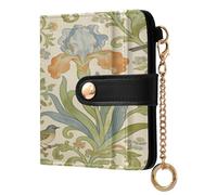 BCFHRGT Retro Iris Bird William Morris Beige Convenient Ladies Slim Foldable Wallet PU Leather Wallet for Women