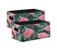 BCFHRGT Saudi Arabia Taif’s Rose Beauty Summer Flowers Bins for Cube Storage 2 Pack Decorative Large Closet Organizer Bins for Laundry Storage, Bedroom, Living Room