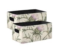 BCFHRGT Scotland Thistle Beauty Summer Flower Decorative Fabric Storage Baskets 2 Pack Large Decorative Organizer for Clothing, Jeans, Books