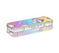BCFHRGT Skulls Pirate Scarlet Rainbow Designed Plastic Pencil Box 2 Layer Transparent Pens Case Boxes For Art Supplies With Snap Lid
