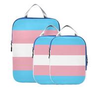 BCFHRGT Stackable 3 Set Packing Travel Organizer Polyester Bags Organizer For Luggage, Transgender Flag Pink Blue Rainbow Lgbt Pride Month Parade 3 Set