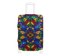 BCFHRGT Stained Glass Mandala Flower Elastic carry on luggage protector cover luggage protectors Fit 18-32 Inch Luggage, stained glass Mandala flower, L 26-28 in, Classic