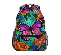 BCFHRGT Stained Glass Spring Flower Butterfly backpack for kids boys with large book bags for elementary bolso escolar para adolecente