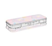 BCFHRGT Stars Sweet Blush Color Designed Plastic Pencils Box Clear Double Deck Transparent Pens Cases For Craft Art With Snap And Lid