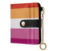 BCFHRGT Sunset Lesbian Pride Flag Lgbt Les Unique Women's Compact Folding Wallet Everyday PU Leather Wallet for Girls Women Ladies