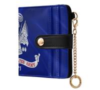 BCFHRGT United States Military Us Army Flag Blue Fancy Ladies Slim Foldable Wallet Everyday PU Leather Wallet for Girls Women Ladies