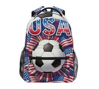 BCFHRGT Usa Flag Soccer Ball with Fireworks travel backpack for kids with large book bags for 10-12 year old mochilas para adolescentes chicas