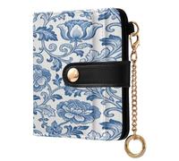 BCFHRGT Vintage Blue Rose William Morris White Cute Women's Compact Folding Wallet PU Leather Card Wallet for Girls Women Ladies