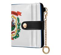 BCFHRGT West Virginia State Flag Wv Portable Ladies Classic Foldable Wallet PU Leather Wallet With Card Slots for Women Boys Girls