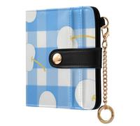 BCFHRGT White Checkered Apples Fancy Women's Folding Card Wallet PU Leather Wallet With Card Slots for Men Women Travel
