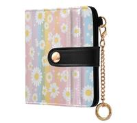 BCFHRGT White Daisy Colorful Stripes Cute Ladies Premium Foldable Wallet Premium PU Leather Wallet for Women Boys Girls
