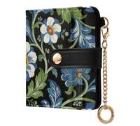 BCFHRGT William Morris Blue Retro Flowers Convenient Ladies Slim Foldable Wallet PU Leather Card Wallet for Woman Girl