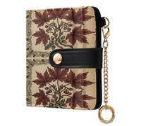 BCFHRGT William Morris Canada Red Maple Leaf Pattern Cute Ladies Slim Foldable Wallet PU Leather Wallet for Men Women Travel