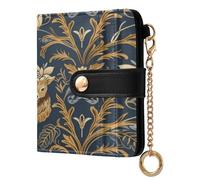 BCFHRGT William Morris Deer Floral Dark Blue Cute Ladies Cute Foldable Wallet PU Leather Folding Wallet for Women Girls