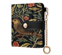 BCFHRGT William Morris Design Bird Waterproof Ladies Slim Foldable Wallet PU Leather Bifold Wallet for Women Boys Girls