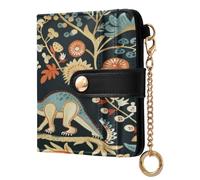 BCFHRGT William Morris Dino Flower Colorful Waterproof Ladies Slim Foldable Wallet Compact PU Leather Wallet for Men Women Travel