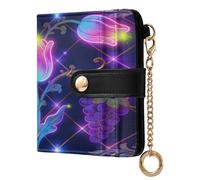 BCFHRGT William Morris Neon Floral Tulips Convenient Ladies Bifold Wallet Everyday PU Leather Wallet for Women Girls
