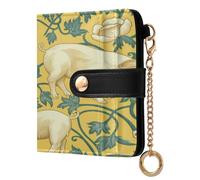 BCFHRGT William Morris Pig Yellow Cute Ladies Folding Coin Wallet PU Leather Bifold Wallet for Women Girls