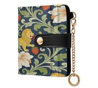 BCFHRGT William Morris Red Strawberry Lion Unique Ladies Bifold Wallet Premium PU Leather Wallet for Girls Women Ladies