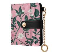 BCFHRGT William Morris Style Brunch Peach Waterproof Ladies Folding Coin Wallet PU Leather Wallet With Card Slots for Girls Women Ladies