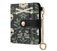 BCFHRGT William Morris Style Pirates Dark Green Fancy Ladies Bifold Wallet PU Leather Wallet With Card Slots for Girls Women Ladies