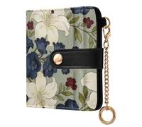 BCFHRGT William Morris White Lily Flowers Waterproof Ladies Cute Foldable Wallet Premium PU Leather Wallet for Girls Women Ladies