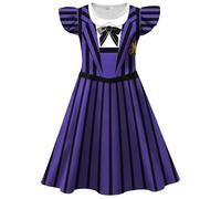 BCFSITNBH Enid Costume Fancy Dress for Girls Purple & Black Striped School Uniform Outfit Halloween Cosplay Birthdays Party Dresses 01-purple 140