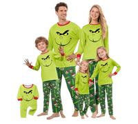 BCFSITNBH Family Christmas Pyjamas Set, Matching Family Christmas Grinch Pyjamas Set, Cute Fun Printed PJs for Couple, Xmas Sleepwear Nightwear for Women Men Men A09 M