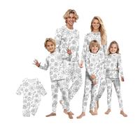 BCFSITNBH Family Matching Colorable Pajamas Sets Pajamas Matching Family 2 Piece Sets Color Your Own DIY Party Holiday Coloring Sleepwear Pjs Womens A09 XXL