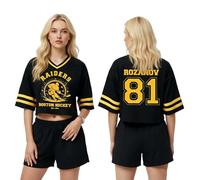 BCFSITNBH Heated Rivalry Hockey Jersey, Womens V-Neck Short Sleeve Crop Top, Heated Rivalry Merch Rozanov 81, Hollander 24, Hunter 21 T-Shirts Jersey Tops Tee for Fans A04 M