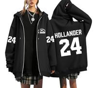 BCFSITNBH Heated Rivalry Merch, Rozanov 81 Hollander 24 Heated Rivalry Hoodies, Full Zipper Jackets Women Zip Up Hooded Sweatshirts Hip-Hop Harajuku Long Sleeve Jacket 02-Black XL