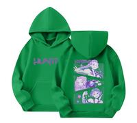 BCFSITNBH Huntrix Hoodies Girls Vintage Y2k Pullover Huntrix Huntr/X Hip Hop Streetwear Oversized Fashion Long Sleeve Hooded Sweatshirt for Kids 01-Green 150