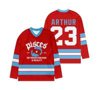BCFSITNBH J-ames A-rthur Hockey Jersey, J-ames Arthur Merch, Unisex Mens Womens V-Neck Long Sleeve Top, ARTHUR 23 Hockey Jersey Tops for Fans Red M