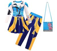BCFSITNBH KPop Demon Hunters Cosplay Costume Outfit Rumi Mira Zoey Role Play Uniform Full Set Halloween Party Carnival Dress Up Suit for Kids, Boys and Girls 05-White 160