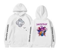 BCFSITNBH KPop Demon Hunters Hoodie Girls Y2k Pullover Huntrix Huntr/X Rumi Mira Zoey Jinu Hip Hop Streetwear Long Sleeve Hooded Sweatshirt for Kids 05-white 110